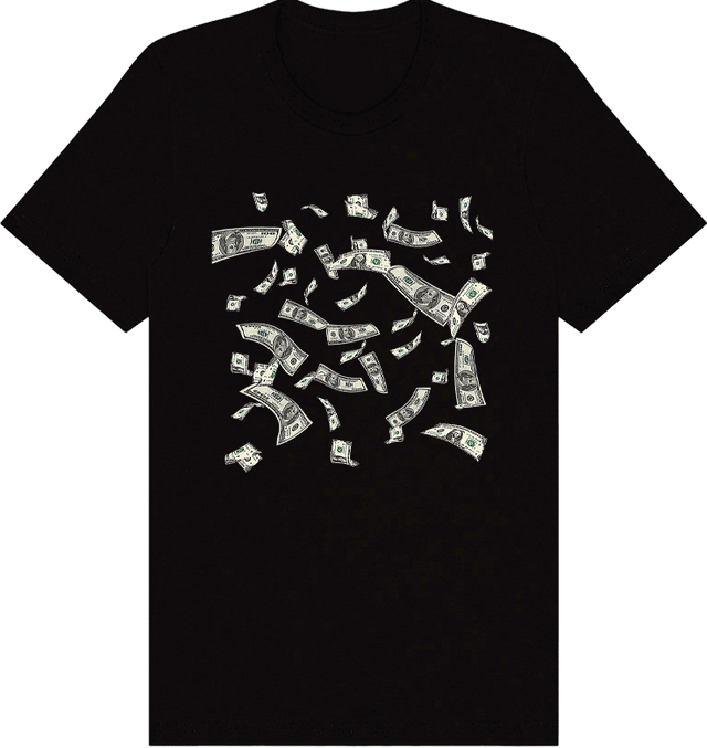 Custom Face Cutout Shirt with Falling Money Backdrop
