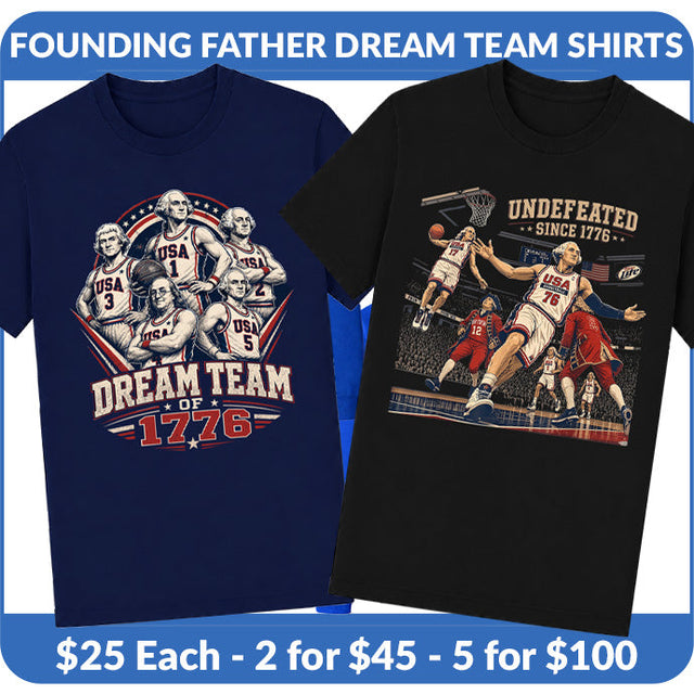 PATRIOTIC FOUNDING FATHERS USA 250 T-SHIRTS