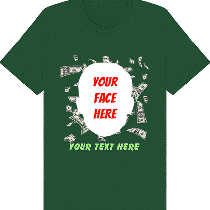 Custom Falling Money Face Cutout T-Shirt (Premium Bella Canvas Shirt)