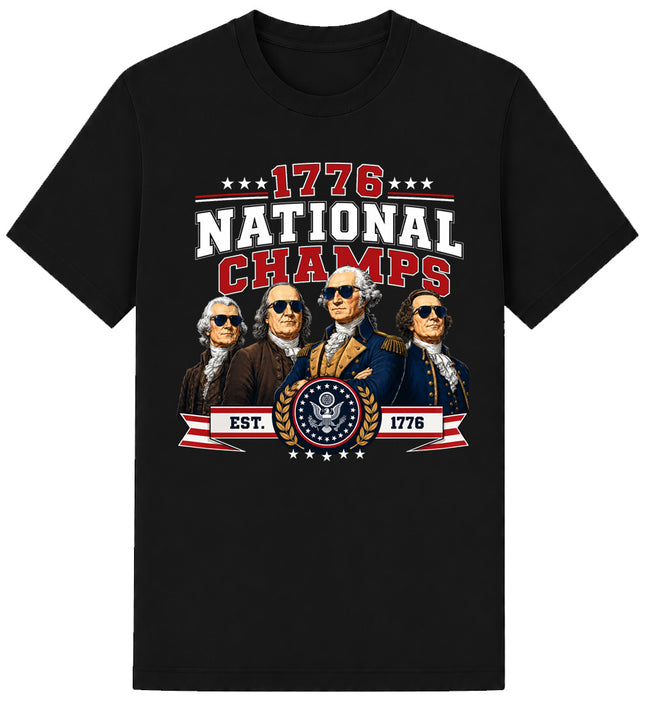 USA FOUNDING FATHERS NATIONAL CHAMPS STYLE AMERICA 250 T-SHIRT
