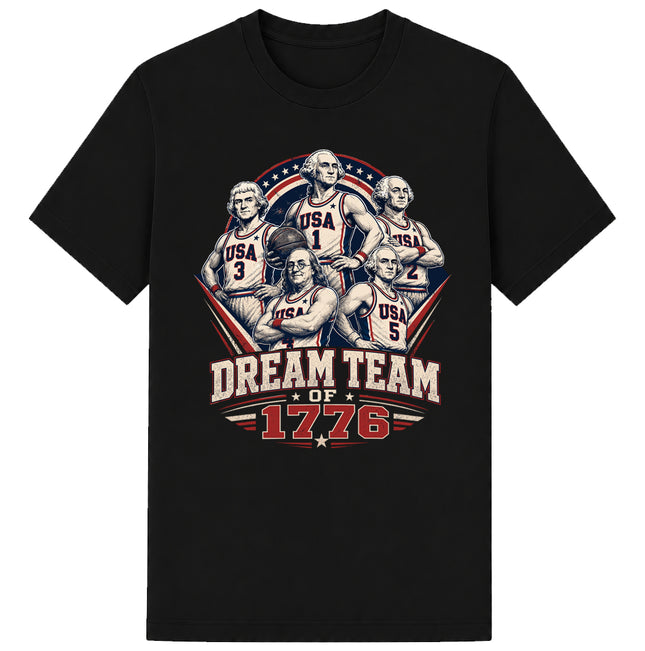 USA FOUNDING FATHERS DREAM TEAM STYLE AMERICA 250 T-SHIRT - DESIGN 1