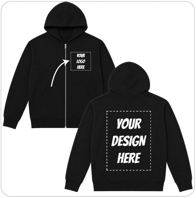 2-Sided Custom Zipper Hoodie - Print on the Front and Back (B2B Pricing - MUST BUY 12)